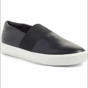 VINCE. Corbin Slip-on Sneaker in Black Leather.